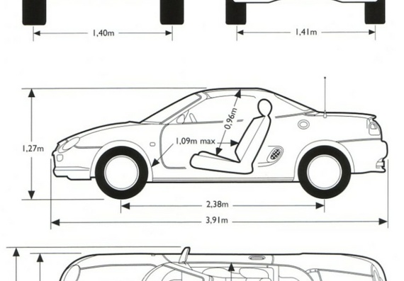 MG F (1999) (МГ Ф (1999)) - чертежи (рисунки) автомобиля